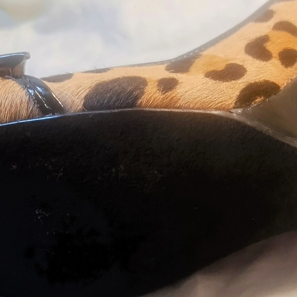 Steve Madden Trea-P Leather Leopard Hair Round Buckle Toe Wedge Heels Size 6 - Picture 11 of 11